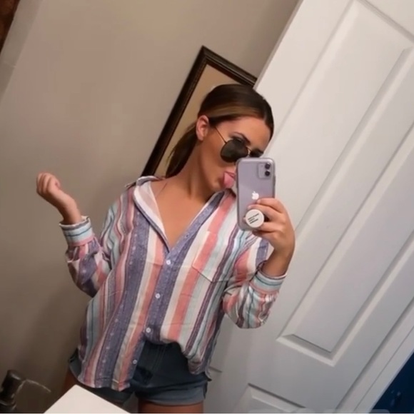 VICI- Colorful Button Down Top - Picture 1 of 3